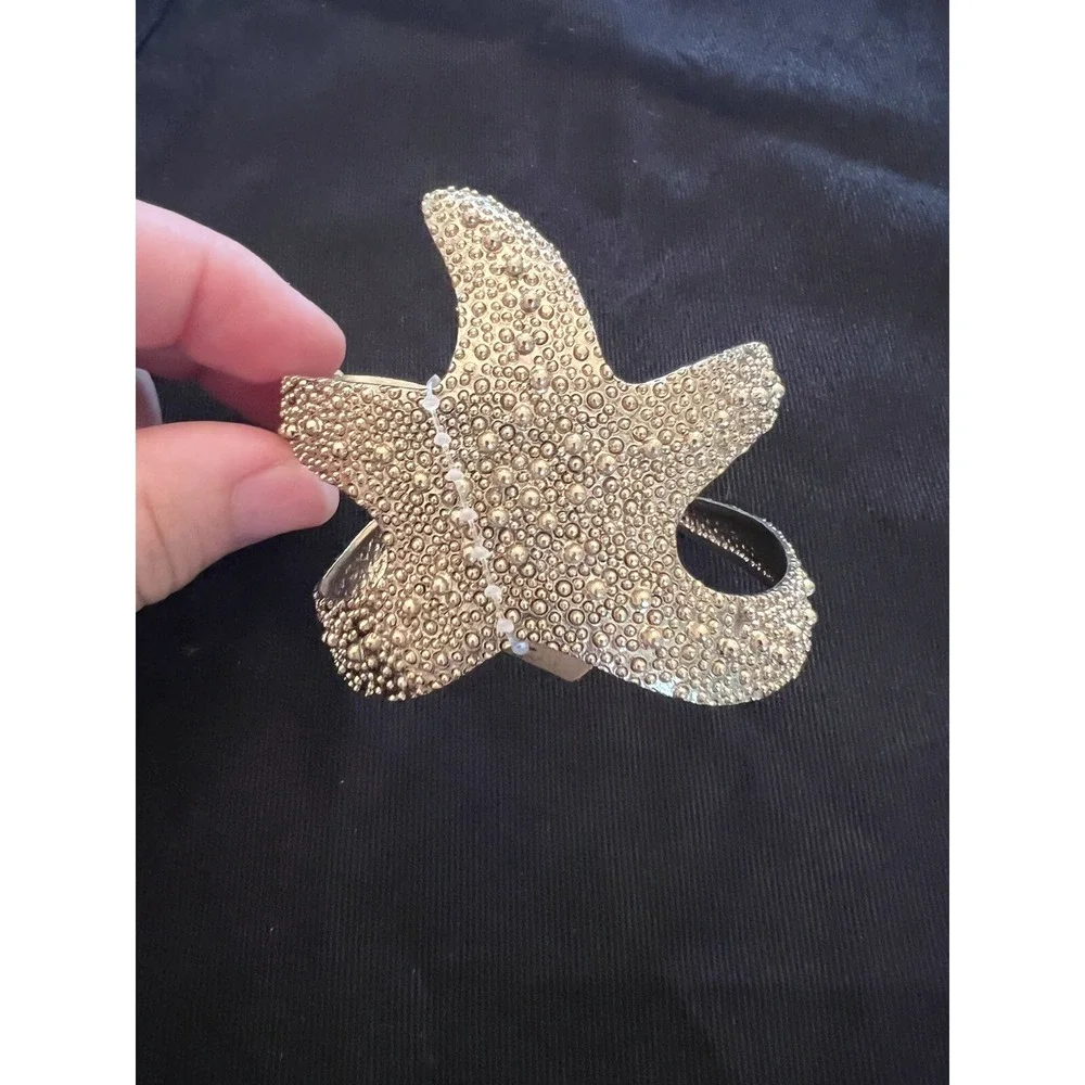NWT Lucky‎ You Starfish Chunky Gold Tone Textured Cuff Bracelet